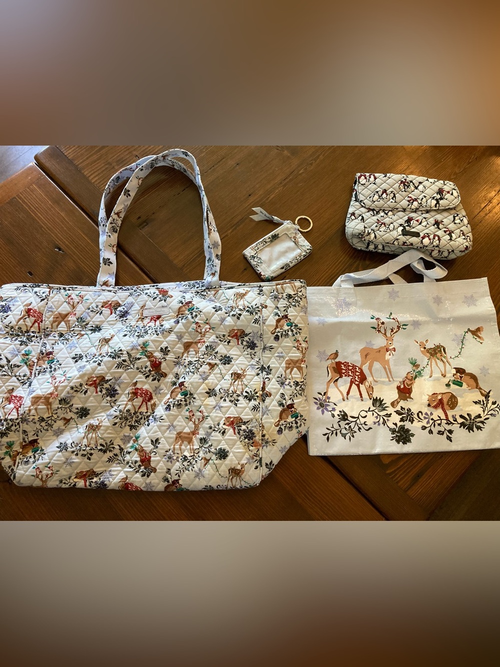 Vera Bradley Quilted Deer-Print Tote Bag in Cream plus extras!